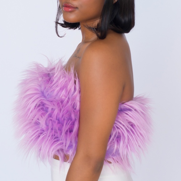Lavender Fur Crop Top - Picture 3 of 4